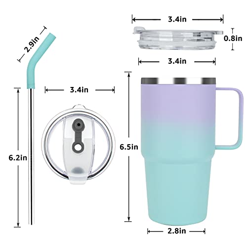 Sursip 24 oz Insulated Tumbler with Handle Lids and Straw - color: Purple＆Blue