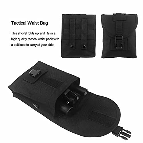 iunio 35in Folding Survival Shovel, Heavy-Duty Carbon Steel Military Shovel, Entrenching Tool for Disaster Recovery, Car Emergency, Camping, Off-Road, Gardening, Backpacking, and Metal Detecting - size: 35in Premium E-tool