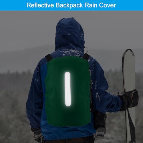 PATIKIL Waterproof Backpack Rain Cover, Non-Slip Backpack Cover with Vertical Reflective Strap Stay Dry for Hiking, Camping, Hunting - color: Dark Green, size: X-Large