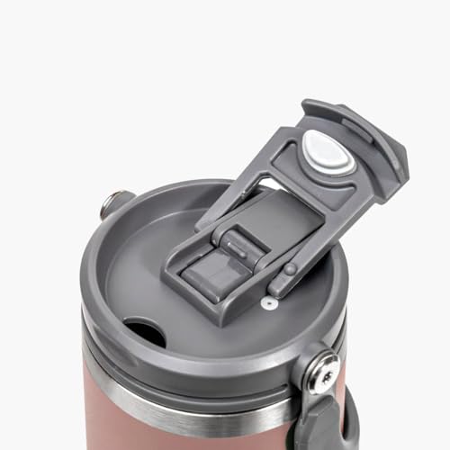 TYESO Tumbler with Handle,Tumbler with Straw, Vacuum Insulated Water Bottle,Double Wall Stainless Steel Coffee Cup Travel Mug Leak Proof Flip (Pink, 30 oz)
