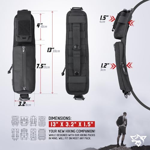 WYNEX Molle Backpack Shoulder Strap Pouches of Water Bottle Pouch Version | Tactical Accessories Backpack Strap Pouch Water Bottle Carrier Holder Molle Accessories for Backpacks - color: Black