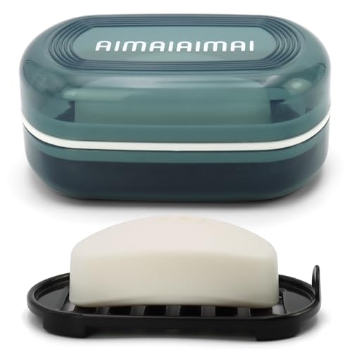 AIMAIAIMAI Travel Soap Container, Travel Soap Box with Removable Draining Layer for Camping, Gym (Blue Style A) - color: Blue Style a