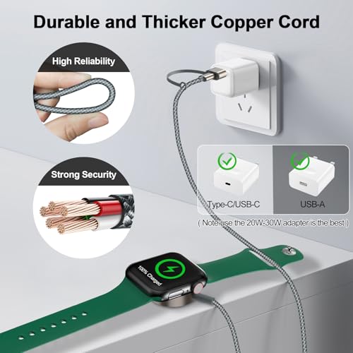 2026 Upgraded Magnetic Fast Charging Cable for Apple Watch Charger - color: Gray, size: 1.0M