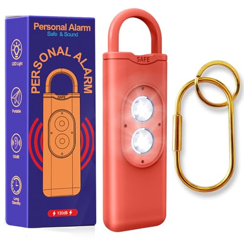 Halo-Siren Keychain, HaloSiren Personal Safety Alarm - 130db Loud Alarm Keychain with LED Strobe Light, Compact Emergency Siren (Double Flashing Lights - Orange + Copper Ring) - color: Double Flashing Lights - Orange + Copper Ring