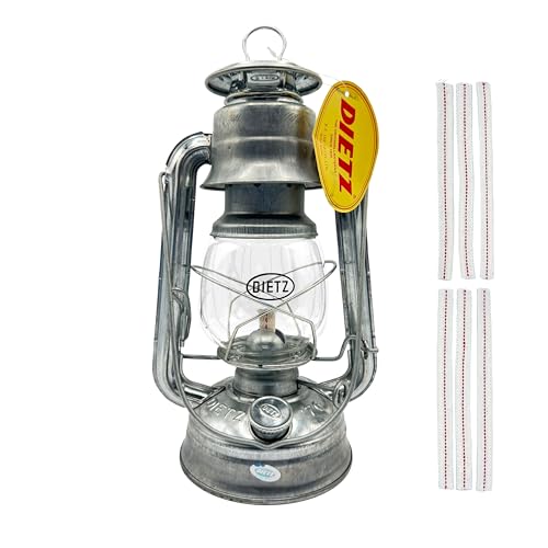 Light of Mine - Dietz #76 Original Galvanized Oil Lantern Bundle Including 6-Pack of 100% Cotton 1/2" Replacement Wick Strips (#76, ZINC) - style: #76 Galvanized/Zinc