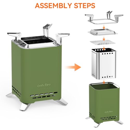 2-in-1 Wood Burning Fire Pit with Pot Rack, 9" Tabletop Fireplace, Green | Portable Stainless Steel Camp Stove with Carry Bag for Camping, Patio, Backyard, RV & Tailgating, Smokeless Firepit, FP052 - color: Green, size: 9"