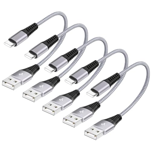 8 inch Short Fast Charging Cord for iPhone 17, 5 Pack Durable USB A to USB Type C 60W Cable for PowerBank Car Charger Compatible with Apple iPhone 17 Air 16 15 Pro Max iPad Air/Mini Galaxy, Pixel - color: A TO C Silver 8IN