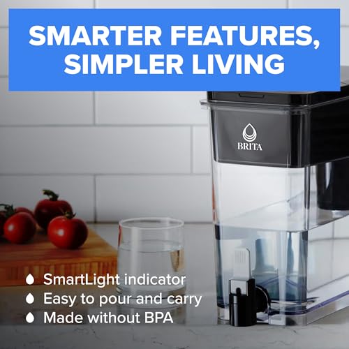 Brita XL 27 Cup Water Pitcher Dispenser, Includes 1 Elite Filter, Black | WQA and NSF/ANSI Certified, Reduces 99% Lead & Microplastics, Removes 30+ Contaminants, BPA-Free, Eliminates Chlorine Taste