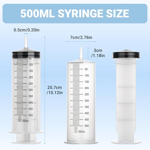 500ml Large Syringe, Epoxy Plastic Syringes for Liquids with Tip Adapter - style: 500 ML