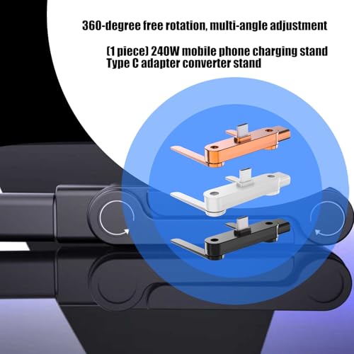 Invisible Foldable Holder Charger Cable with Stand, 240w Fast Charging Stand Sideways Data Cables with 360° Invisible Stand, Detachable 2 in 1 Phone Holders for Gaming Office Car Travel - color: White