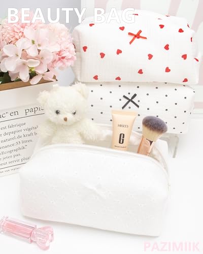Cozy Makeup Bag for Women,Zipper Cosmetic Pouch,Embroidery Floral,2 Pack - color: Embroidery Floral