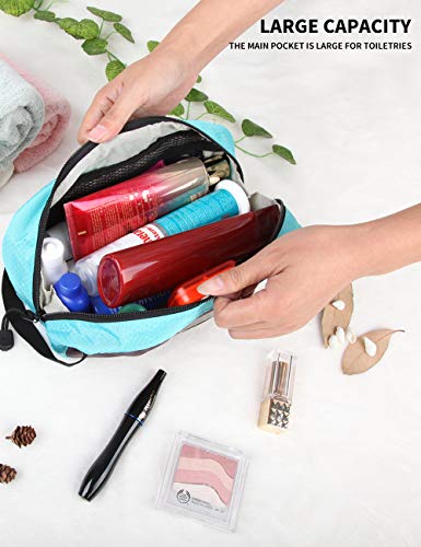 Small Travel Toiletry Bag for Men, Dopp Kit Mens, Zipper Pouch for Travel - color: Grey/Sky Blue
