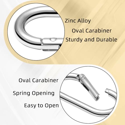 4pcs 2" Oval Spring Keyrings, Large Keychain Carabiner Clips, Spring O Rings Buckles for Purse Clip, Bag Strap Clasp, Backpack Charms, Dog Tag, Car Keyring Accessories (Silver) - color: 2" Length Silver 4pcs