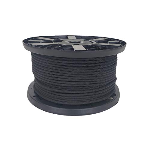 1/4" Black Shock Cord, Marine Grade Polyester Bungee Cord, 500 ft Spool, UV Resistant Elastic Rope - size: (#8) 1/4" x 500 feet