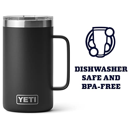 YETI Rambler 24 oz Mug, Vacuum Insulated, Stainless Steel with MagSlider Lid - color: Black