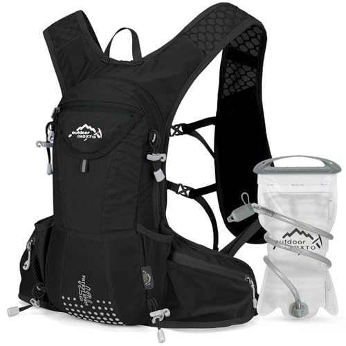 IX INOXTO Hydration Pack Backpack, Lightweight Water Backpack with 2L Hydration Bladder Daypack for Men Women,Running Hydration Vest for Trail Running Hiking Cycling Race Climbing - color: All black - 2L