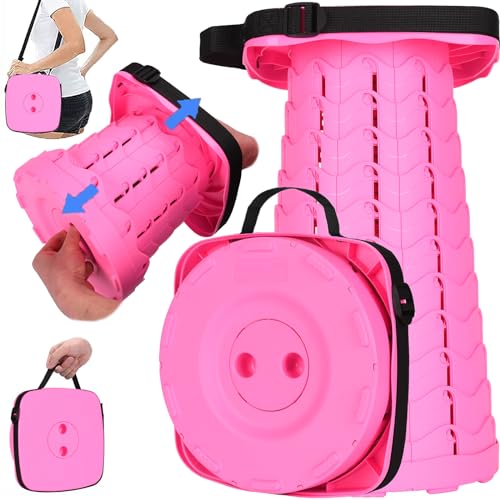 Fishboy Upgraded Collapsible Stool, 400lbs Max Weight, Lightweight But Sturdy, Portable Retractable Folding Telescoping Foldable Camping Stool for Adults Outdoor Fishing Hiking BBQ - color: All Girl Pink, size: 1 Pack