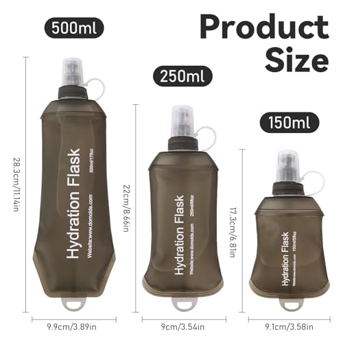 Gray Soft Flask, TPU Foldable Running Hydration Flask, for Hydration Packs/Running Vests-Running, Hiking, Cycling Folding Bottle-17 oz (500 ml) - color: Gray, size: 500 ml