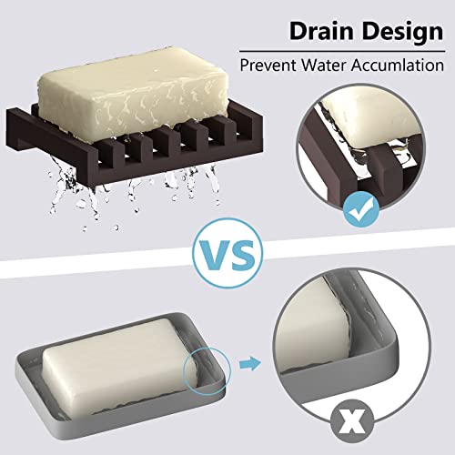 Topsky 2Pcs Soap Dish Holder, Non-Slip Bathroom Accessories Silicone Soap Case Saver, Sink Deck Bathtub Shower Dish Soap Drainer, Silicone Holder for Soap, Sponges, Scrubber (Brown) - color: Brown