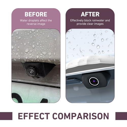 Car Rear View Backup Camera Rain Cover, Soft Silicone Anti-Rain Car Reversing Cameras Protection Cover, Waterproof Auto Backup Camera Rain Shield with Wider Design, for Most Cars (White) - color: White