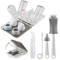 Baby Bottle Brush,6 in 1 Bottle Cleaner Set with Extendable Silicone Bottle Brush,Drying Rack,Nipple & Straw Brushes,Soap Dispenser & Organizer Case,Ideal Gifts for Babies& Moms - color: White