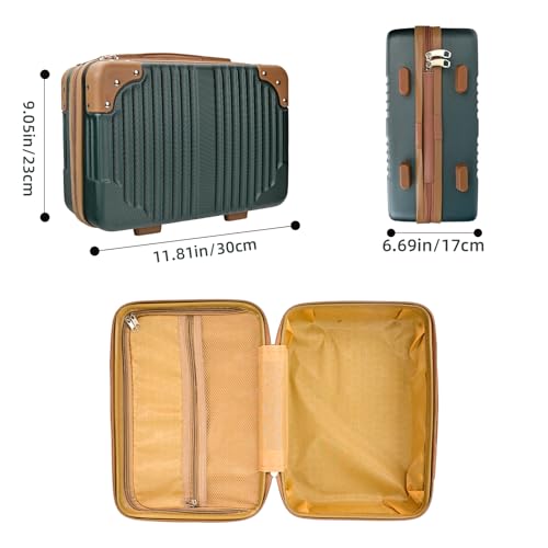 14inch Hard Shell Cosmetic Organizer Travel Train Hand Luggage Small Portable Carrying Suitcase Makeup Case Bag for Women Toiletry - color: BLUE/GOLD