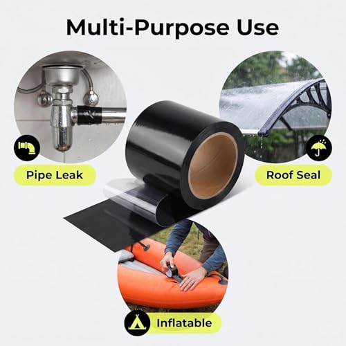 4inX10ft Rubberized Seal Patch Tape - Waterproof Tape Seal and Patch Leaks for Home RV Roof Plumbing and Pool Repairs, Underwater, Indoor Outdoor