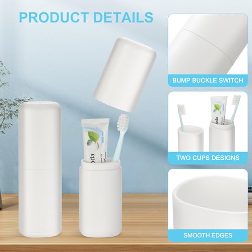 Travel Toothbrush and Toothpaste Case,Portable Tooth Brush Holder,Large White Toothbrush Container with Mouthwash Cup,2 in 1 Toothbrush Organizer for Traveling,Camping,School,Home - color: White