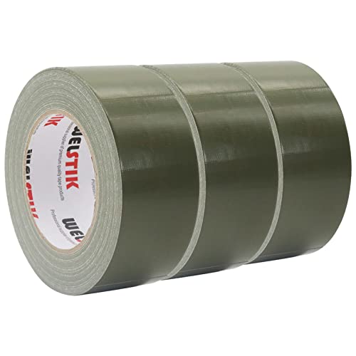 WELSTIK Professional Duct Tape 3 Pack, 1.88" x 30 yd Waterproof Tape Fabric Colored Tape for Repairs, DIY, Crafts, Indoor and Outdoor Use, Olive Green - color: Olive Green