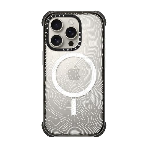 CASETiFY for iPhone 16 Pro Case - Ultra Impact Compatible with MagSafe | Strong Slim | 11.5 ft. 5X Militray Grade Drop Protection | Topography Map | Black - color: Topography Map, size: Iphone 16 Pro (6.3")