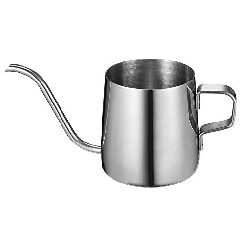 Long Narrow Spout Coffee Pot (8.7 Oz) Small Fine Stainless Pour Over Drip Coffee Pot Gooseneck Tea Kettle (Silver, 250ML) - color: Silver, size: 8.5 Ounces