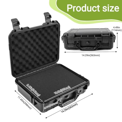 NineLeaf Hard Case with DIY Customizable Foam Insert 14.3 x 11.4 x 4.5 Inch - color: Black Hard Case, size: 14.3 x 11.4 x 4.5 Inch