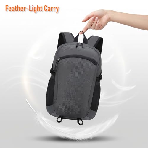 Lightweight Hiking Backpack 30L Packable Foldable Daypack Collapsible Travel Bag Water-Resistant for Women Men (Gray) - color: Gray, size: Large