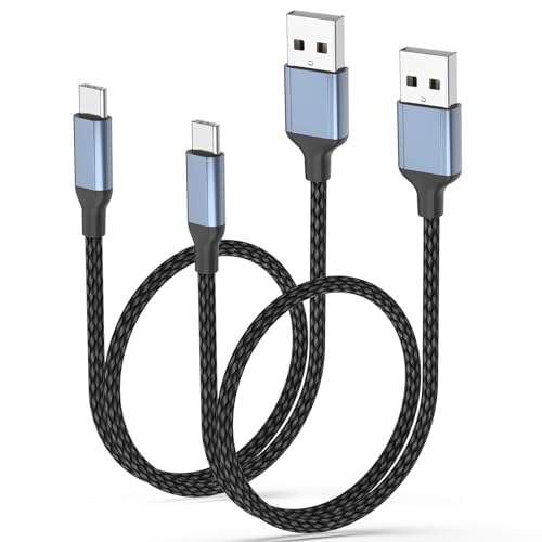 2 ft USB C Cable, 2 Pack Short USB to USB C Cable 2ft for Car Fast Charging Type A to Type C Cord Braided USB-C to USB-A Cable Compatible with iPhone 16/15 Pro/Max, Samsung Galaxy S23, Google Pixe - size: 2 FT