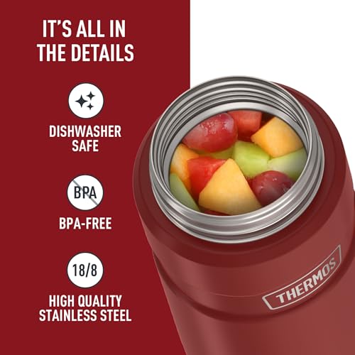 THERMOS Stainless King Vacuum-Insulated Food Jar, 24 Ounce, Matte Red - color: Matte Red, size: 24 Ounce