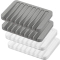 Self Draining Soap Dishes, 4 Pcs Silicone Soap Saver, Waterfall Drainer Soap Holder for Bathroom, Extend Soap Life, Keep Soap Bars Dry Clean & Easy Cleaning (White & Grey) - color: White & Grey