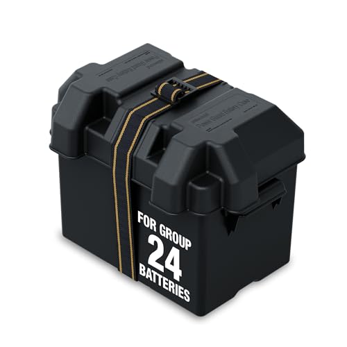 Attwood 9069-1 Standard Non-Vented Battery Box with Mounting Strap, Fits Group 24 Batteries, Black | Rugged battery storage designed for dependable onboard power protection - size: Group 24 Batteries, style: Powerguard 24 – Non-vented