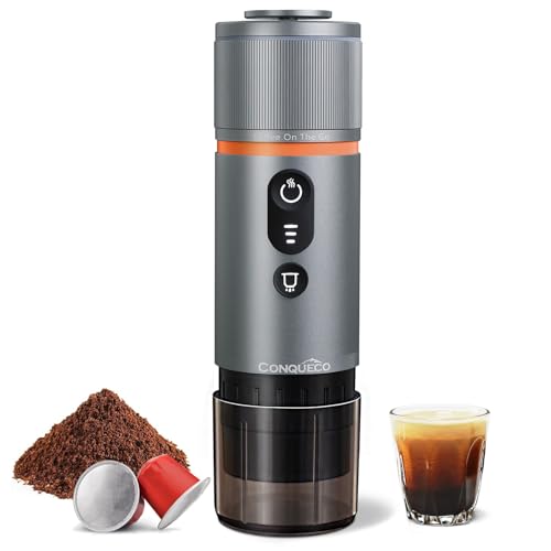 CONQUECO Portable Espresso Machine Travel: 12v Car Coffee Maker for Camping - Small Electric - 2.5 Mins Heating - 8 Cups Espresso for One Charge - color: coffee maker