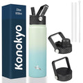 Konokyo 22 oz Insulated Stainless Steel Water Bottle with Straw Lid - color: Mint, size: 22 Ounces
