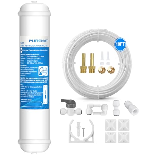 Inline Water Filter - With Fittings for Refrigerator & Ice Maker(1 Pack) | NSF 42 Certified Filter,Premium Chlorine Removing,With Water Line and Quick Fittings for Refrigerator,Ice Maker,RO System - size: Inline Water Filter(1 pack ) and 10FT water line