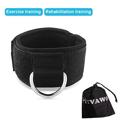 Ankle Straps Neoprene Padded Fitness Wrist Cuffs with D Ring High Strength Exercises Gym Pulley Strap for Cable Machines (Black 2 Pack)