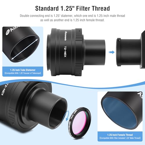 Astromania T T2 Lens Mount Ring and T Adapter for Sony-NEX Cameras System | Black Anodized Aluminum,Include Hex Wrench,T-Mount Set Designed for Mirrorless Cameras,Achieve Astrophotography with T Thread - size: T-Mount Set for Sony-NEX