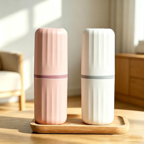 2pcs Toothbrush Travel Case, Travel Toothbrush Cup Case Toothbrush Holder Toothpaste Storage Box Multifunctional Large Capacity for Traveling, Camping, Trip