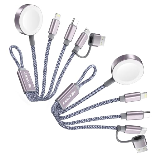 Travel Essentials,3 in 2 USB C Cable for Apple Watch Charger,iPhone Charger,Multi Charging Cable,Cruise Vacation Camping Essentials,Portable for iWatch Series 11-2/Ultra/SE & iPhone 17-12,Car,0.7FT - color: Grey, size: 2pack-0.7ft