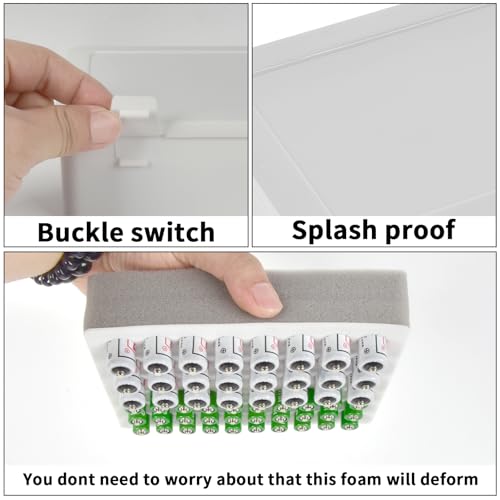 FULLCASE Battery Organizer Storage Box Fits 54 AA AAA Batteries, Clear White - color: White