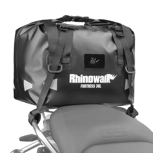 Rhinowalk 36L Waterproof Motorcycle Saddle Bag – 500D PVC Rear Seat Pack, Portable, Standalone or Expansion Insert for Motorbike Top Case - style: 36l Bag (Mft2308)