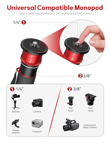IFOOTAGE Cobra 3 C180F Carbon Fiber Video Monopod 71" | Travel Monopod with Base, Professional Video Monopod with Tripod Base, Max Load 10KG - size: C180F (Carbon)