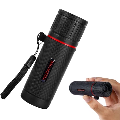 Compact 8X Monocular Portable Handheld Viewing Scope for Outdoor Travel Sightseeing Hiking Camping and Daily Use(Black-Red) - color: Black-Red, size: 1.2 × 3.6 inch
