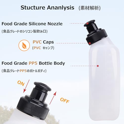 Azarxis Running Water Bottles Flask BPA Free Leakproof Hydration Vest Packs Waist Belt Replacement for Triathlon Marathon Hiking Cycling Climbing Runner - color: #1 280ml / 9.5oz - 2 Pack