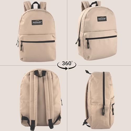 Trail maker Classic 17 inch Backpacks with Adjustable Padded Straps | School Backpacks for Girls, Boys - color: Khaki
